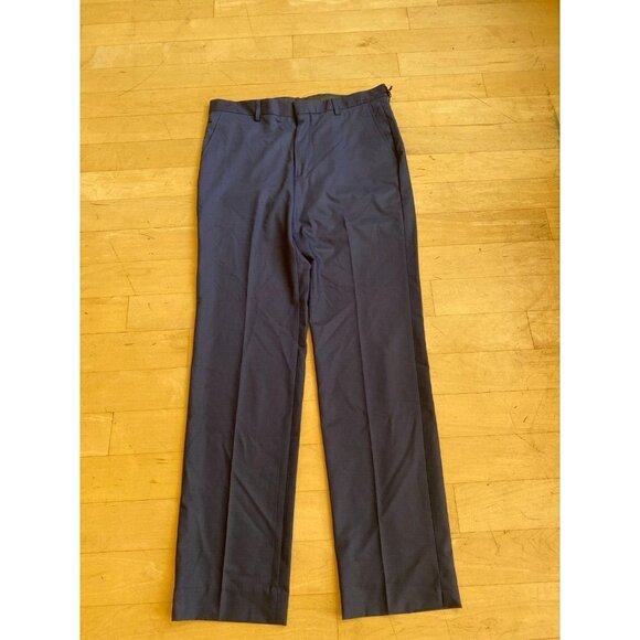 Berle BNWOT mens solid blue flat front Trousers 35R pants - Picture 2 of 9